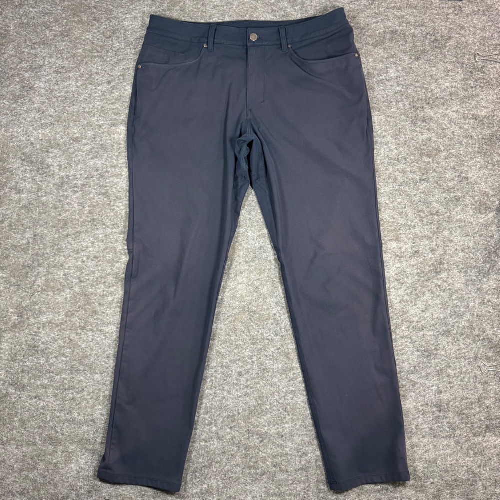Lululemon ABC Classic Fit 5-Pcket Pant Mens 35 Warpstreme Navy Blue Athleisure